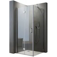 Boromal Eckdusche Duschkabine mit Seitenteil H:185/195cm, BxT: 90x90 cm, 5mm ESG, Falttür Pendeltür mit Seitenteil, 90x90 80x80 90x75 100x100 cm, Rechts-und Links montierbar 90 cm x 195 cm x 90 cm