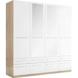 Priess Kleiderschrank PRIESS "Schrank Garderobe Wäscheschrank Barcelona in 5 Breiten", weiß (struktureichefarben hell, weiß), B:185cm H:193cm T:54cm, Holzwerkstoff, Schränke, Kleiderschrank, viel Stauraum, geräumige Schubkästen, mit Spiegel, MADE IN GERMANY