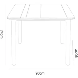 Resol garbar NOA Quadratischer Tisch Indoor, Outdoor 90x90 Schokoladen Fuß - Schokoladen Tischplatte