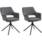byLIVING Esszimmerstuhl Eleonore 2er Set, Webstoffbezug grau Gestell schwarz