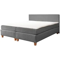 Boxspringbett ALINA, grau (dunkelgrau tcm 89), B:161cm L:206cm, Struktur fein TCM (100% Polyester), Komplettbetten, Boxspringbett, inklusive Matratze und Topper, in diversen Ausführungen