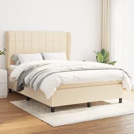 vidaXL Boxspringbett mit Matratze Creme 140x200 cm Stoff vidaXL