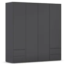 Rauch Möbel Drehtürenschrank »Kleiderschrank Schrank Garderobe Wäscheschrank NABILA viel Stauraum«, in Germany, Schlafzimmer, Kleiderschränke, 4-türig, 4 Schubladen, Push-to-Open Farbe Grau metallic, Schwarz, 187x194x53cm