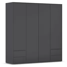 Rauch Möbel Drehtürenschrank »Kleiderschrank Schrank Garderobe Wäscheschrank NABILA viel Stauraum«, in Germany, Schlafzimmer, Kleiderschränke, 4-türig, 4 Schubladen, Push-to-Open Farbe Grau metallic, Schwarz, 187x194x53cm
