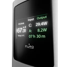 PURO 45w 10000mah mit Display Usb-a, Usb-c, - Grau