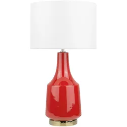 Tischlampe rot 60 cm Trommelform TRIVERSA