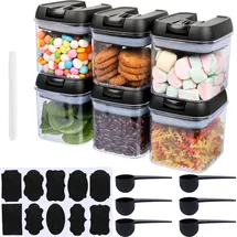 Belle Vous 6er Pack Aufbewahrungsbox mit Deckel Löffel Etiketten Marker - 500ml Vorratsdosen mit Deckel - Küche Aufbewahrung und Organisation für - Transparent