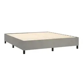 vidaXL Boxspringbett mit Matratze & LED Hellgrau 160x200 cm Samt