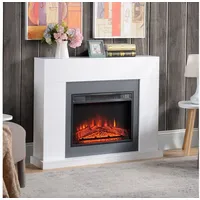 HOMCOM Elektrokamin Dekokamin mit Heizung, 3 Helligkeiten, Thermostat, Fernbedienung, LED Elektrokamin Standkamin mit Flammeneffekt 1800,2000W Weiß weiß