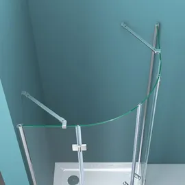 mai & mai Viertelkreis-Dusche Klarglas-Duschkabine 80x80x190cm Runddusche Duschabtrennung 2 Pendeltüren 6mm ESG-Sicherheitsglas Nano-Beschichtung R02K