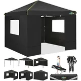 COBIZI Pavillon 3x3 Wasserdicht Stabil Faltpavillon 3x3 Profi mit 4 Seitenteilen Gartenpavillon Gartenlauben Faltbar UV-Schutz 50+ Partyzelt für Strand Hochzeit Camping, Grau