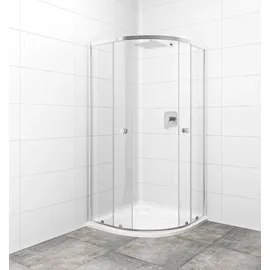 Swiss Aqua Technologies SAT Project Viertelkreisdusche mit Schiebetür 90 x 185 cm schwarz transparent SATBKMUS90CRCH