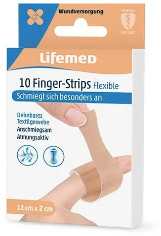 Lifemed 10 Finger-Strips 12 cm x 2 cm hautfarben 