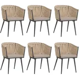 Mendler HWC-N38 Aluminium-Esszimmerstuhl 6er-Set 59 x 59 x 108 cm creme