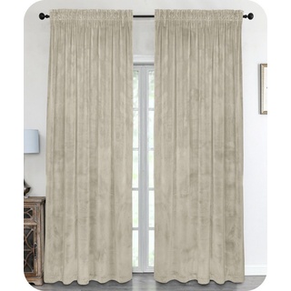 Beautex Verdunkelungsvorhang Samt Vorhang Kräuselband U-Band Gardine Velvet abdunkelnd, Hakenaufhängung (1 St), abdunkelnd beige 140 cm x 225 cm