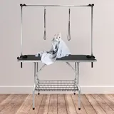 YRHome Hundepflegetisch Höhenverstellbar Trimmtisch für Hunde/Katzen klappbar Hundepflegetisch Schertisch Pflegetisch 113x60x175 cm Tierpflegetisch mit 2 Schlingen und Ablage Metall bis 100KG