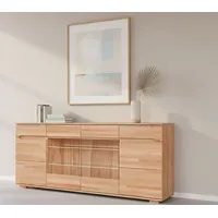 OTTO home Sideboard OTTO HOME "VETRO Teilmassiv, Fronten Massivholz, Wohnzimmer, Stauraum,Griffmulde", weiß, neutral, B:199cm H:85cm T:40cm, Sideboards, Sideboard, B/T/H:199/40/85cm, 2 Schubladen, 7Fächer