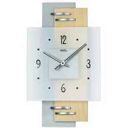 Wanduhr modern Glas satiniert - AMS Modell: 9248