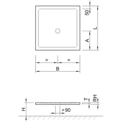 Koralle Duschwanne T700 80/80 Acryl quadratisch 800x800x15 weiß VN151080080201