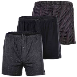 YOURBASICS Herren Jersey-Boxershorts, 3er Pack - Cotton, Eingriff mit Knopf, Muster, Multipack SchwarzMix M