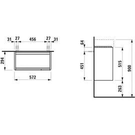Laufen Waschtischunterschrank 2 Türen 57,2 x 29,4 x 51,5 cm Verkehrsgrau