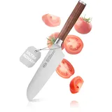 Rösle Santokumesser Masterclass 17 cm - Hochwertiges Küchenmesser zum feinen Schneiden von Fleisch, Fisch und Gemüse, Klingenstahl, ein scharfes Schneidemesser mit ergonomischem Griff aus Walnussholz