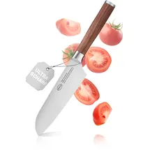 Rösle Santokumesser Masterclass 17 cm - Hochwertiges Küchenmesser zum feinen Schneiden von Fleisch, Fisch und Gemüse, Klingenstahl, ein scharfes Schneidemesser mit ergonomischem Griff aus Walnussholz