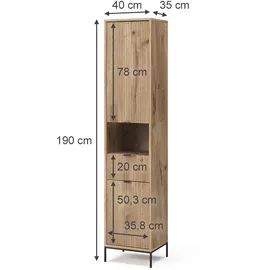 Vicco Badschrank Eliza 40 x 190 cm Braun