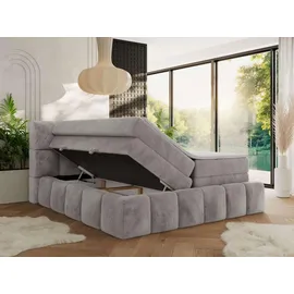MKS Meble MKS Boxspringbett Hellgrau, Textil, 2-Sitzer, H3, Rechteckig, 180x200 cm, Oeko-Tex®, Schlafzimmer, Betten, Boxspringbetten
