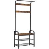 VASAGLE Garderobenbank mit Haken und Schuhrost HSR40B braun Holz 72,0 cm