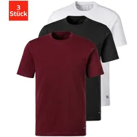H.I.S. T-Shirt "Unterziehshirt mit Rundhals", Herren, Gr. M, bunt (bordeaux, schwarz, weiß), Single Jersey, Obermaterial: 95% Baumwolle, 5% Elasthan, unifarben, Basic, bequem normal, Rundhals, abgesteppte Kante, Shirts T-Shirt, aus Baumwoll-Mix