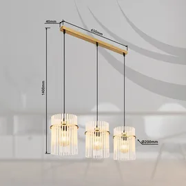 GLOBO Pendelleuchte Esszimmerlampe 3-Flammig Deckenleuchte Lampe Gold 3-Flammig