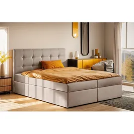 kaiser möbel Boxbett, Weiß, Holz, H2, 180x200 cm Schlafzimmer, Betten, Boxspringbetten