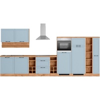 Kochstation Küche »KS-Lana«, 420 cm breit, wahlweise mit oder ohne E-Geräte, blau
