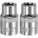 QUARKZMAN 3/8" x E11 Torx Bit Set, 2 Stück Torx Nuss Set Schrauber Sechskant Steckschlüsseleinsätze, Antrieb Tiefnuss Stern-Stecknuss für Auto Reparaturen Hauswartung DIY Handarbeit