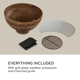 Blumfeldt Savage Feuerschale mit Grill Ø 60,5 cm Stahl Wetterschutz Rost