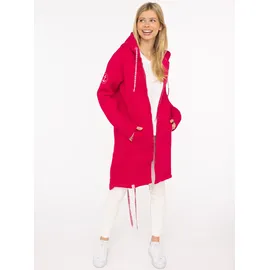 Zwillingsherz Jerseymantel ZWILLINGSHERZ "Küste Meer Moin", Damen, Gr. L/XL, pink (fuchsia), angeraute Sweatware, Obermaterial: 50% Baumwolle, 50% Polyester, Mäntel, mit großem Motiv am Rücken