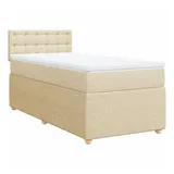 vidaXL Boxspringbett mit Matratze Creme 80x200 cm Stoff