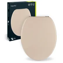 SANITOP-WINGENROTH aquaSu® WC-Sitz Venezia in Bahama-Beige, mit robustem Holzkern, Schnellbefestigung Fast-Fix mit rostfreien Metallscharnieren, Toilettendeckel in ovaler Standard O Form universal, Beige, 21891 7