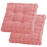 Sitzkissen, 2Er Set Bodenkissen, 40 X 40 Cm Sitzkissen Stuhl, Baumwolle Polsterung, Dicke Bodenkissen, Yogakissen, Haustierbett, Sitzpolster Für Den Innen Und Außenbereich Stuhlkissen-Set, Rosa