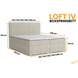Deine Möbel 24 LOFT IV 180 x 200 cm H4 Beige/Grau/Schwarz