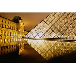 Fototapete PAPERMOON "PARIS-LOUVRE FRANKREICH STADT KUNST MUSEUM PYRAMIDE", bunt, B:4,00m L:2,60m, Vlies, Tapeten