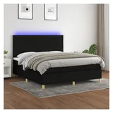 vidaXL Boxspringbett mit Matratze & LED Schwarz 180x200 cm Stoff
