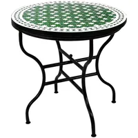 Marrakesch Orient & Mediterran Interior Mosaiktisch Ø 80 x 75 cm Grün/Weiß