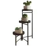 GarveeMore Blumenständer Neu Metall-Pflanzenständer Zusammenklappbares mehrstufiges Blumenregal, Kleine Topfpflanzen-Treppe Display-Regal Mit abnehmbaren Tabletts schwarz