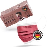 Charlemain 50x OP Masken, Made in Germany, EN 14683 Typ IIR, Medizinischer Mund-Nasen-Schutz, BFE >99,9% 3-lagig, Latexfrei, MNS, Einweg-Gesichtsmasken - Bordeaux Rot