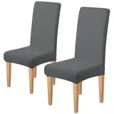 Dioxide Stuhlhussen 2er Set Stretch Stuhlhussen Schwingstühle Elastische Hussen Stuhlbezug Abnehmbarer Waschbarer Stühle Schutz für Küche Stuhlhülle Restaurant Hotel Bankett Hochzeit (Grau,2PC)