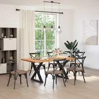 VidaXL Esstisch mit Baumkanten Hellbraun 180x100x74cm Massivholz Eiche
