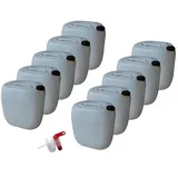 kanister-vertrieb® 10 Stück 30 L Kanister Wasserkanister Kunststoffkanister natur DIN61 + Hahn + Etiketten