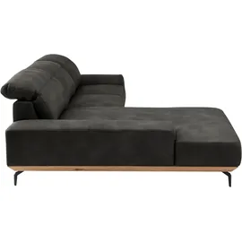 Musterring Wohnlandschaft MUSTERRING "MR 2490 Ecksofa mit erstklassigem Sitzkomfort, Long-Life-Leder", schwarz (anthrazit, s), B:342cm T:207cm, Sofas, Wohnlandschaft, Fuß Schwarz, Sitzhöhe 46cm, wahlweise mit Funktionen, Maße 342x207 cm